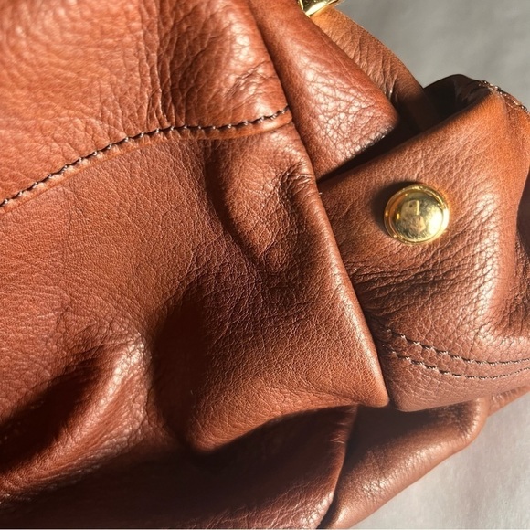 B. MAKOWSKY Brown LEATHER SATCHEL HANDBAG WITH Twisted STRAP SHOULDER PURSE - Picture 11 of 16